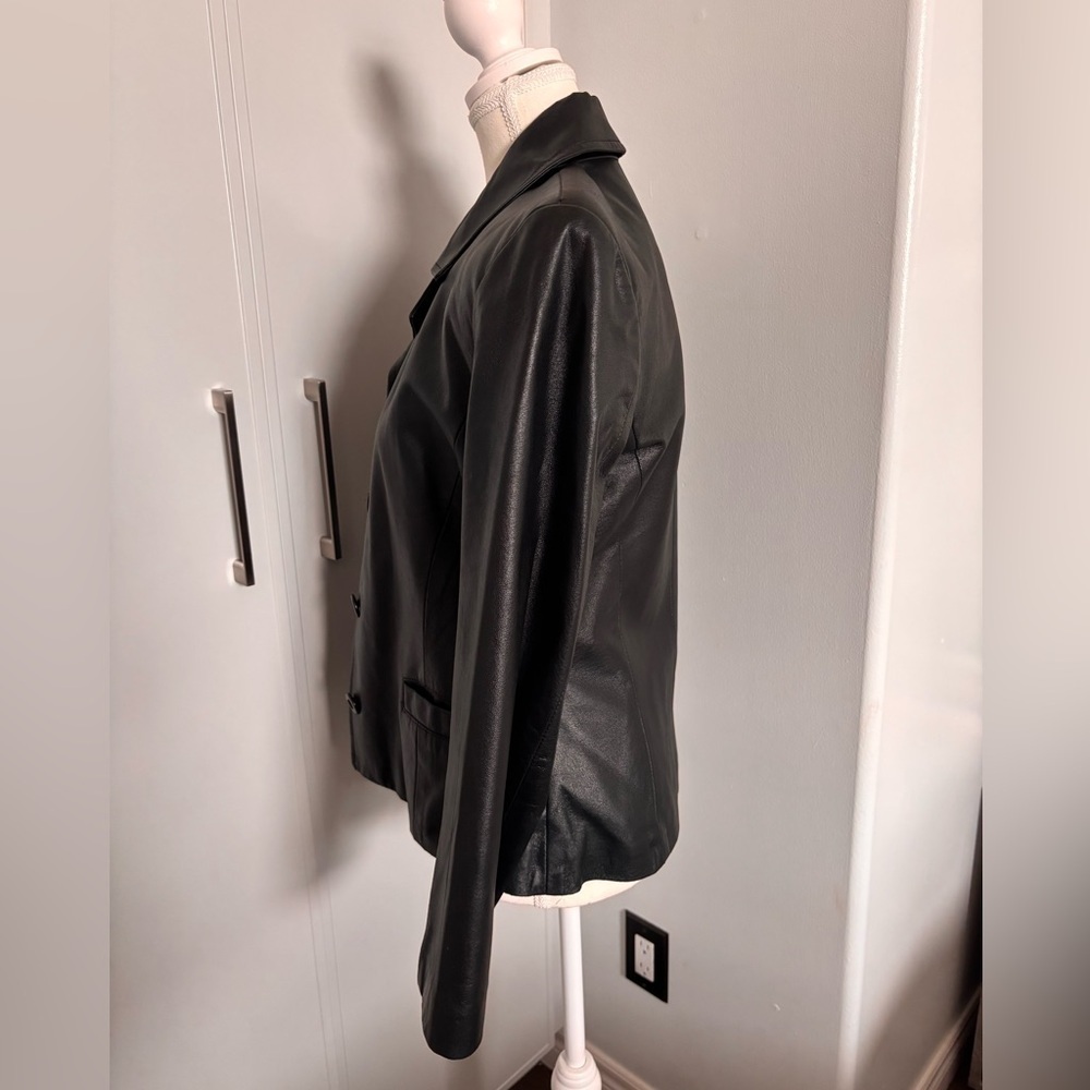 Danier Black Leather Jacket Fitted Blazer Style - Picture 9 of 14